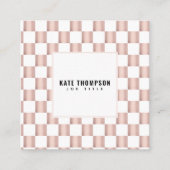 Roos Gold Pink Checkerboard - Sociale media Vierkante Visitekaartje (Voorkant)