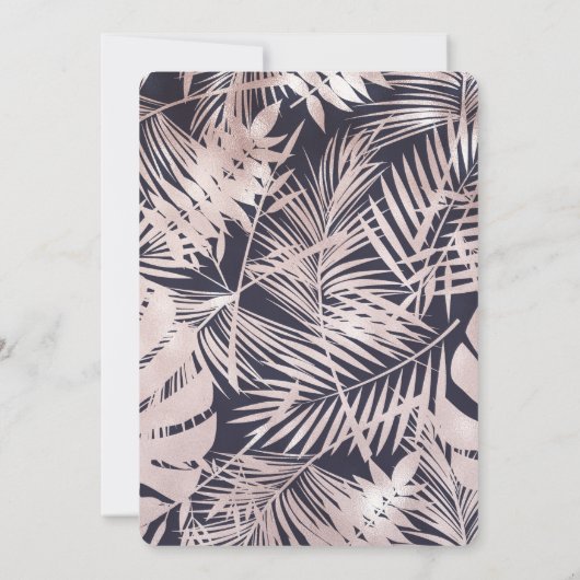 Roos Gold Pink Dark Tropical Palm Sweet 16 Kaart (Achterkant)