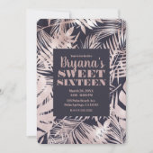 Roos Gold Pink Dark Tropical Palm Sweet 16 Kaart (Voorkant)