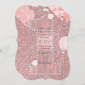 Roos Gold Pink & Diamonds ONE 1st Birthday Party Kaart (Voorkant / Achterkant)
