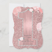 Roos Gold Pink & Diamonds ONE 1st Birthday Party Kaart (Achterkant)