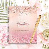 Roos Gold Pink Diary Aangepaste naam Notitieboek