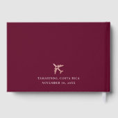 Roos Gold Pink en Bourgogne Wereldkaart Gastenboek (Achterkant)