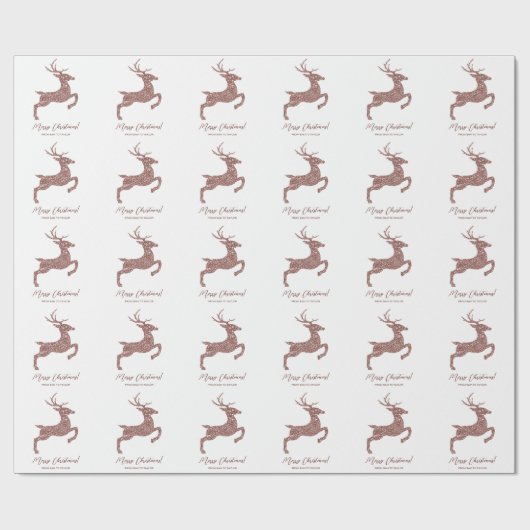 Roos Gold Pink Faux Glitter look Jumping Deer Cadeaupapier (Vlak)