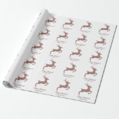 Roos Gold Pink Faux Glitter look Jumping Deer Cadeaupapier (Uitgerold)