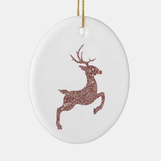 Roos Gold Pink Faux Glitter look Jumping Deer Keramisch Ornament (Rechts)