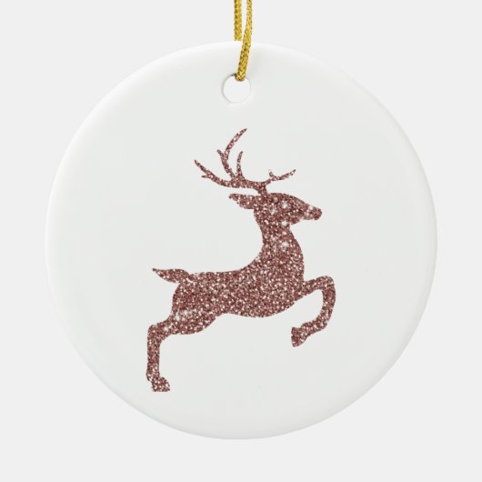 Roos Gold Pink Faux Glitter look Jumping Deer Keramisch Ornament (Voorkant)