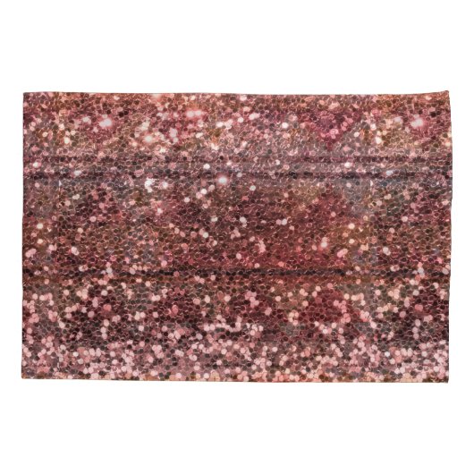 Roos Gold Pink Faux Glitter Over Print Kussensloop (Achterkant)