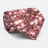 Roos Gold Pink Faux Glitter Sparkle Patroon Stropdas (Opgerold)