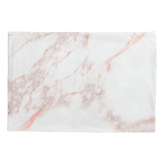 Roos Gold Pink Faux Marble Aangepast monogram Kussensloop (Achterkant)