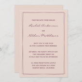 Roos Gold Pink / Fig Ink Wedding Invitting (Voorkant / Achterkant)