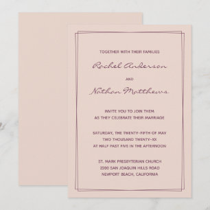 Roos Gold Pink / Fig Ink Wedding Invitting