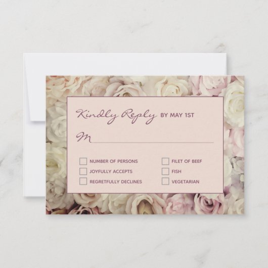 Roos Gold Pink/Fig RSVP-kaarten Roos Achtergrond RSVP Kaartje (Voorkant)