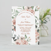 Roos Gold Pink Floral Eucalyptus Weddenschap Folie Uitnodiging (Staand Voorkant)