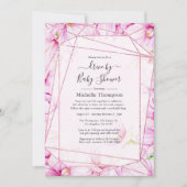 Roos Gold & Pink Floral Geometric Drive By Shower Kaart (Voorkant)