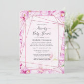 Roos Gold & Pink Floral Geometric Drive By Shower Kaart (Staand voorkant)