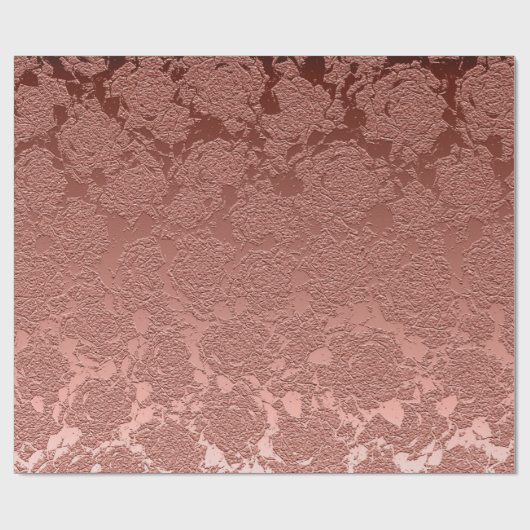 Roos Gold Pink Floral Succulent Pattern Metallic Cadeaupapier (Vlak)