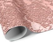 Roos Gold Pink Floral Succulent Pattern Metallic Cadeaupapier (Rol Hoek)