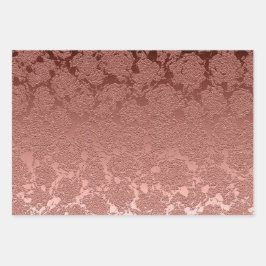 Roos Gold Pink Floral Succulent Pattern Metallic Inpakpapier Vel