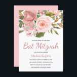 Roos Gold Pink Flowers Bat Mitzvah Invite Kaart<br><div class="desc">Roos Gold Pink Flowers Bat Mitzvah Invite See matching collectie in Niche and Nest Store</div>