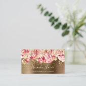 Roos Gold Pink Flowers Brown Drip QR CODE Logo Visitekaartje (Staand voorkant)