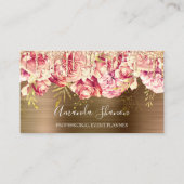 Roos Gold Pink Flowers Brown Drip QR CODE Logo Visitekaartje (Voorkant)