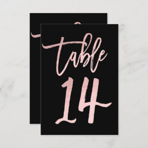 Roos Gold Pink Foil Modern Script Table Number 14 Kaart