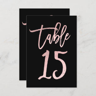 Roos Gold Pink Foil Modern Script Table Number 15 Kaart