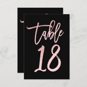 Roos Gold Pink Foil Modern Script Table Number 18 Kaart
