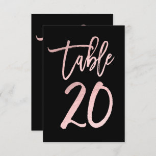 Roos Gold Pink Foil Modern Script Table Number 20 Kaart