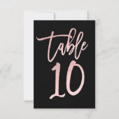 Roos Gold Pink Folie Modern Script Table Number 10 Kaart (Voorkant)