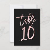 Roos Gold Pink Folie Modern Script Table Number 10 Kaart (Achterkant)