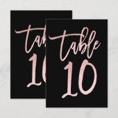 Roos Gold Pink Folie Modern Script Table Number 10 Kaart (Voorkant / Achterkant)