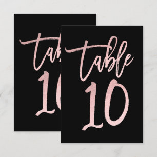 Roos Gold Pink Folie Modern Script Table Number 10 Kaart
