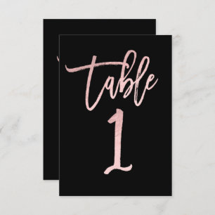 Roos Gold Pink Folie Moderne Script Table Number 1 Kaart