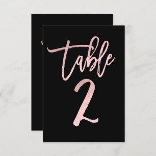 Roos Gold Pink Folie Moderne Script Table Number 2 Kaart