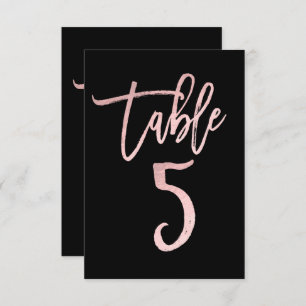 Roos Gold Pink Folie Moderne Script Table Number 5 Kaart