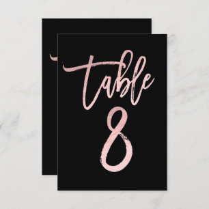 Roos Gold Pink Folie Moderne Script Table Number 8 Kaart