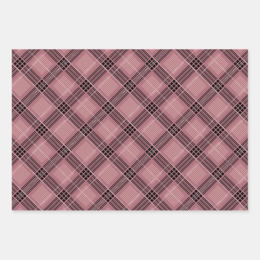 Roos Gold Pink Fun Plaid Patterns Inpakpapier Vel (Voorkant 2)