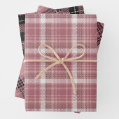 Roos Gold Pink Fun Plaid Patterns Inpakpapier Vel (In situ)