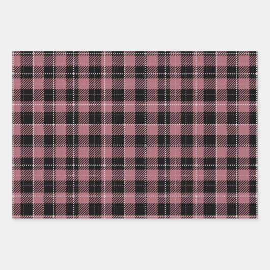 Roos Gold Pink Fun Plaid Patterns Inpakpapier Vel (Voorkant 3)