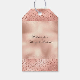 Roos Gold Pink Glam Glitter Stippen Cadeaulabel