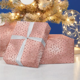 Roos Gold Pink Glam Glitter Stippen Cadeaupapier