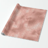 Roos Gold Pink Glam Glitter Stippen Cadeaupapier (Uitgerold)