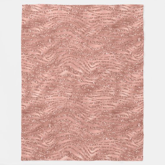 Roos Gold Pink Glam Glitter Zebra afdrukken      Fleece Deken (Voorkant)
