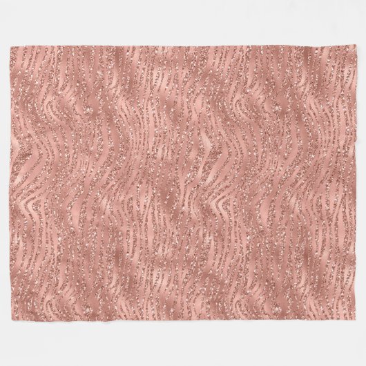 Roos Gold Pink Glam Glitter Zebra afdrukken      Fleece Deken (Voorkant (Horizontaal))