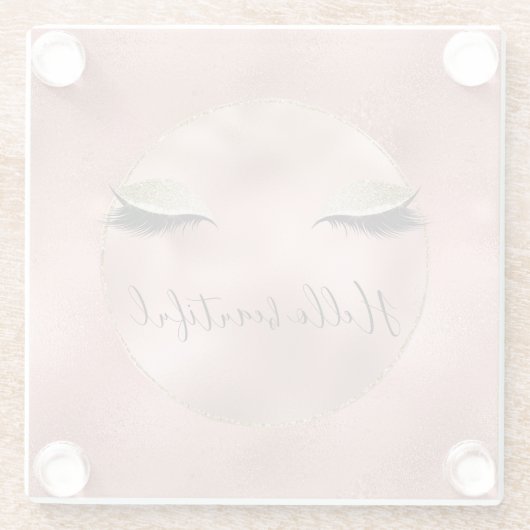 Roos Gold Pink Glam Glitzy Black Eyelashes Glazen Onderzetter (Achterkant)