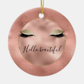 Roos Gold Pink Glam Glitzy Black Eyelashes Keramisch Ornament (Voorkant)