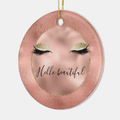 Roos Gold Pink Glam Glitzy Black Eyelashes Keramisch Ornament (Links)