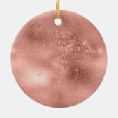 Roos Gold Pink Glam Glitzy Black Eyelashes Keramisch Ornament (Achterkant)